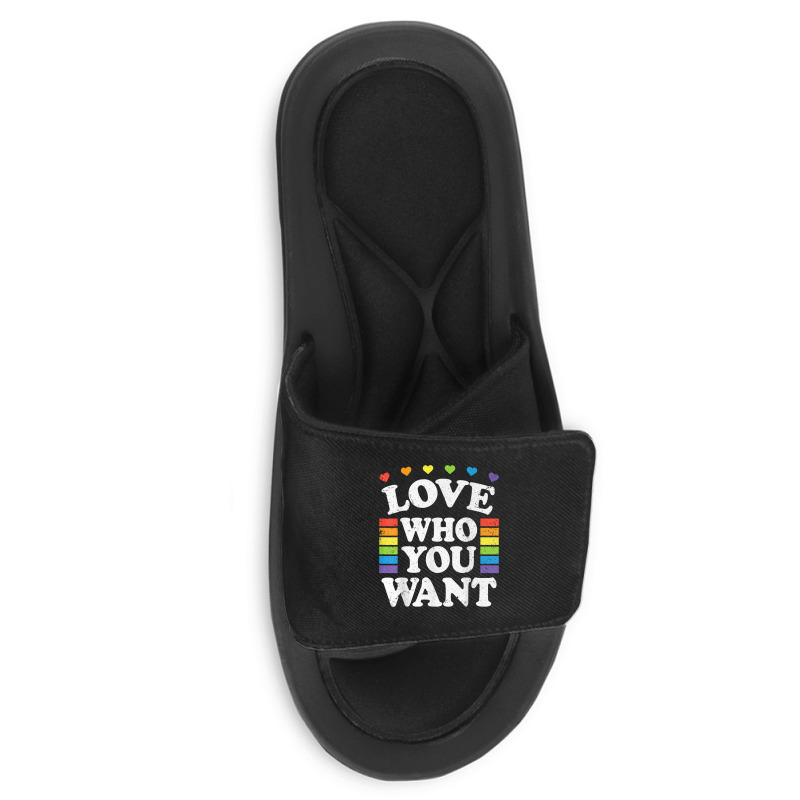 Love Who You Want Rainbow Lgbtq Heart Price Proud Rainbow T Shirt Slide Sandal | Artistshot