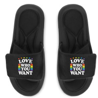 Love Who You Want Rainbow Lgbtq Heart Price Proud Rainbow T Shirt Slide Sandal | Artistshot