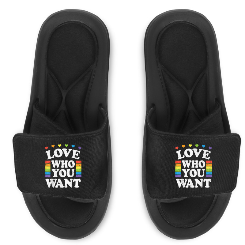 Love Who You Want Rainbow Lgbtq Heart Price Proud Rainbow T Shirt Slide Sandal | Artistshot