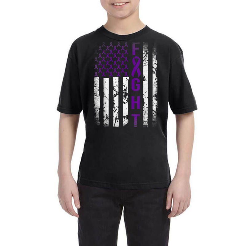 Pancreatic Cancer Awareness, Purple Fight American Flag T Shirt Youth Tee by vazwttopperve | Artistshot