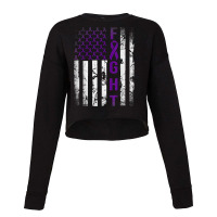 Pancreatic Cancer Awareness, Purple Fight American Flag T Shirt Cropped Sweater | Artistshot