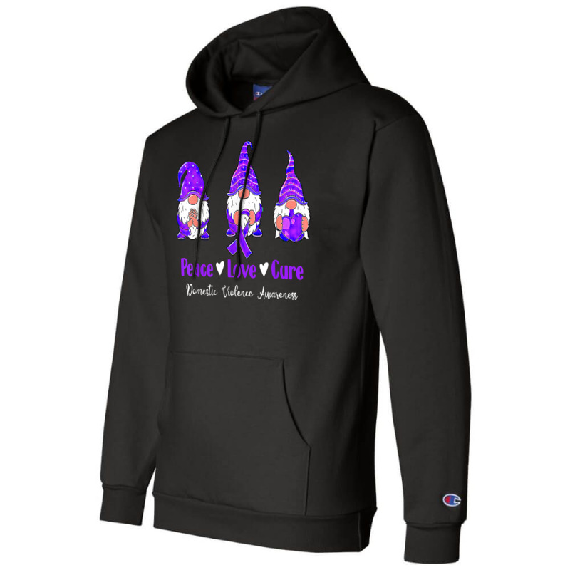 Peace Love Gnomes Purple Ribbon Domestic Violence Awareness T Shirt Champion Hoodie | Artistshot