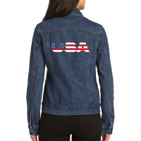 American Flag Ladies Denim Jacket | Artistshot