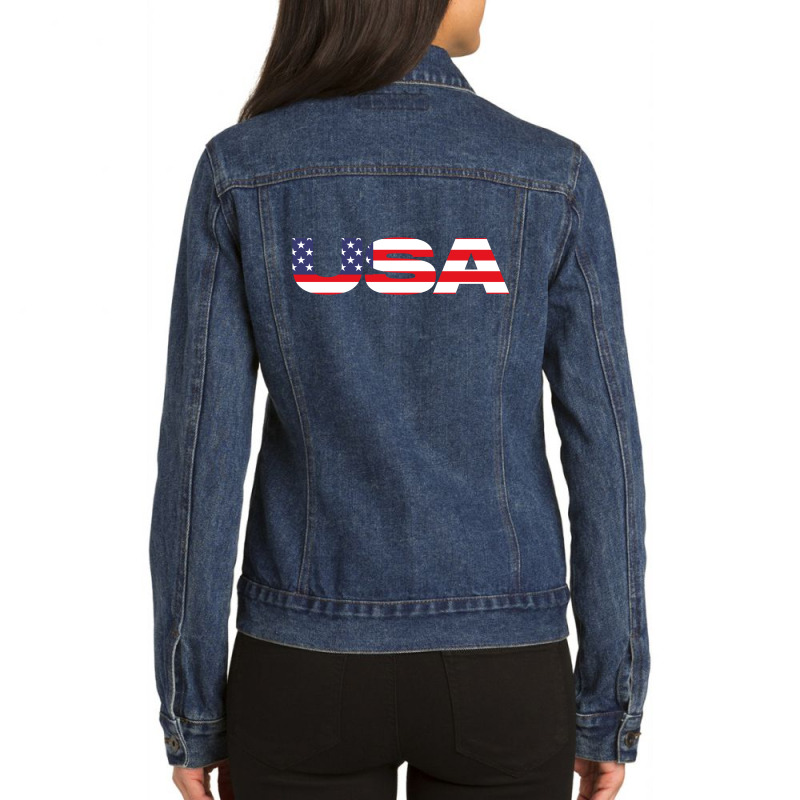 American Flag Ladies Denim Jacket by SuryanaShop | Artistshot