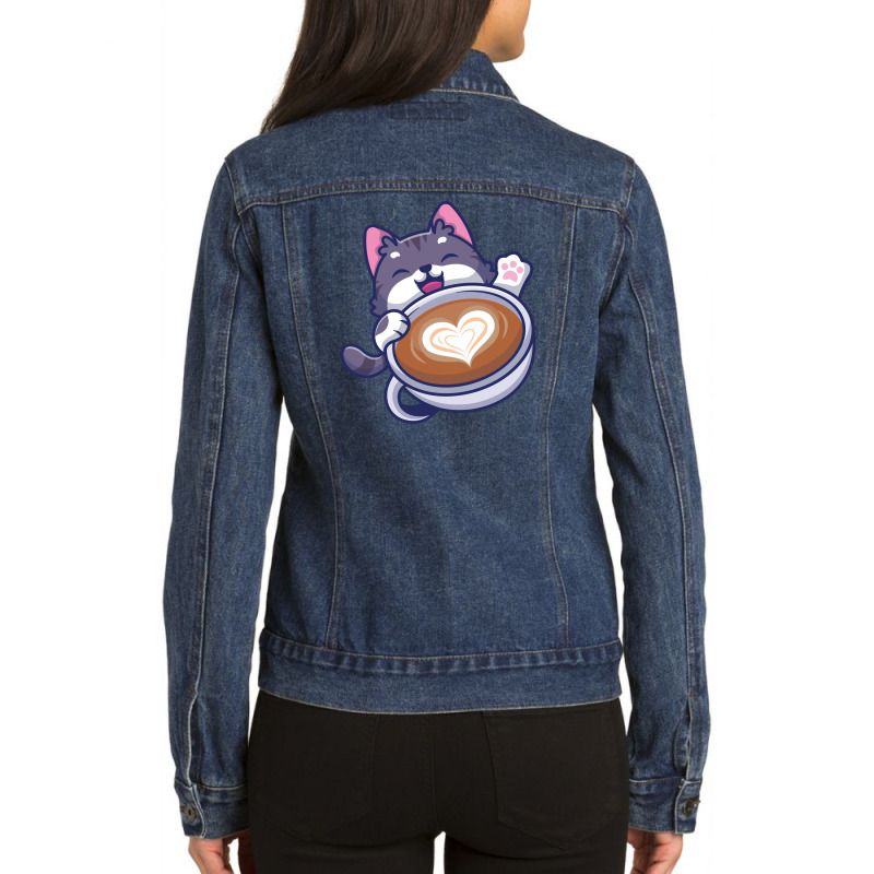 All I Need Is Coffee And Meow Ladies Denim Jacket | Artistshot