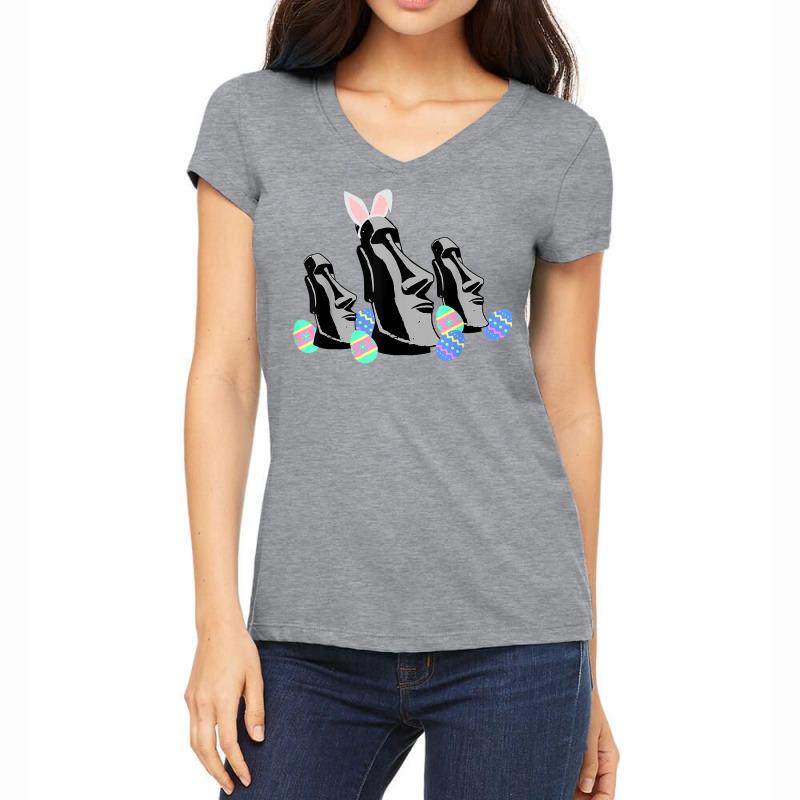 Easter Island Heads Bunny Ears Funny For Men Women T Shirt Women's V-neck T-shirt | Artistshot