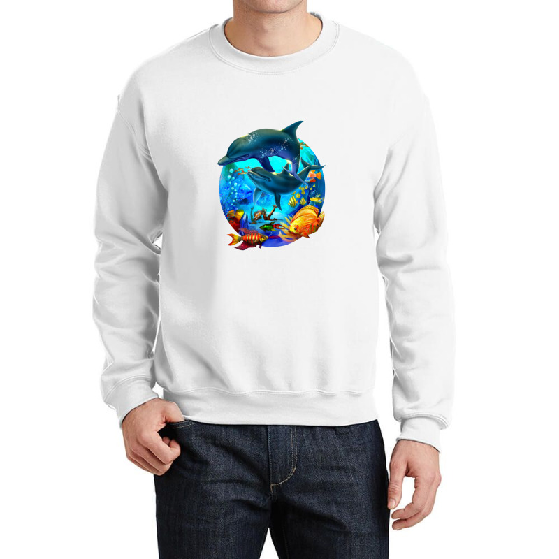 Dolphin Sea Life Save The Ocean Marine Biology Aquarium Crewneck Sweatshirt | Artistshot