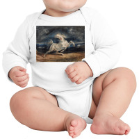 Delacroix Famous Painting Horse Frightened By A Thunderstorm T Shirt Long Sleeve Baby Bodysuit | Artistshot