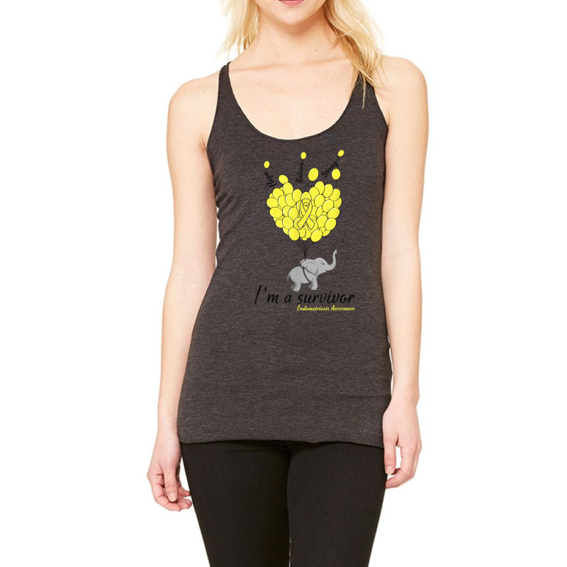 Elephant I'm A Survivor Heart Endometriosis Awareness Gift T Shirt Racerback Tank by corni3t6 | Artistshot