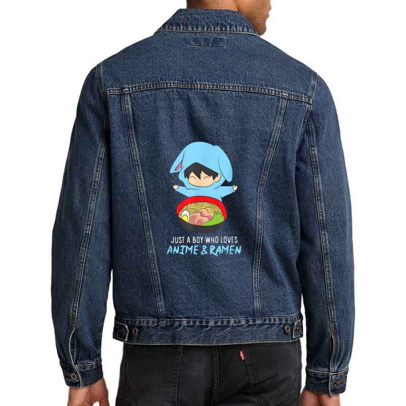 Just A Boy Who Loves Anime And Ramen Funny Anime Men Denim Jacket | Artistshot