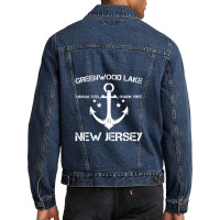 Greenwood Lake New Jersey Funny Fishing Camping Summer Gift Men Denim Jacket | Artistshot