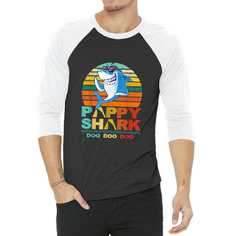 Pappy Shark Pappy Shark Lover Family Father's Day 3/4 Sleeve Shirt | Artistshot