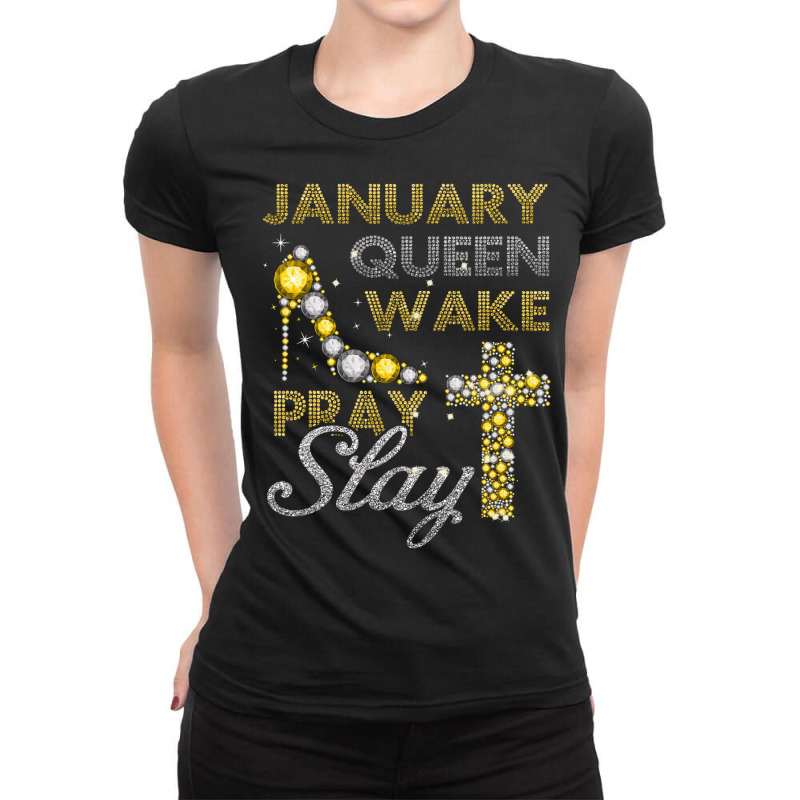 January Queen Bling Shirt, Birthday Bling, Birthday Shirt Ladies Fitted T-Shirt by Bundletopsvg | Artistshot