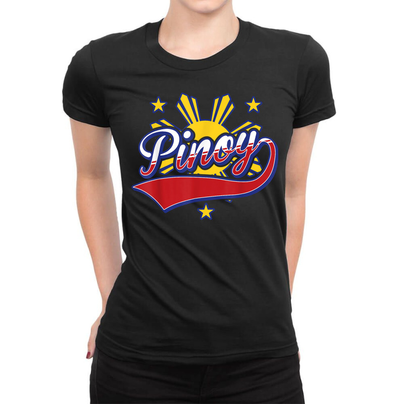 Filipino Shirts For Men Pinoy Philippine Flag Sun And Stars T Shirt Ladies Fitted T-Shirt by damarcusswabb | Artistshot