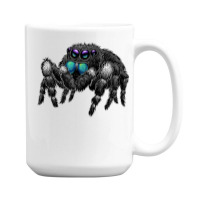 Daring Bold Jumping Spider Phidippus Audax Cute Arachnid T Shirt 15 Oz Coffee Mug | Artistshot