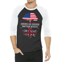 American Grown British Roots   Britain Union Jack T Shirt 3/4 Sleeve Shirt | Artistshot