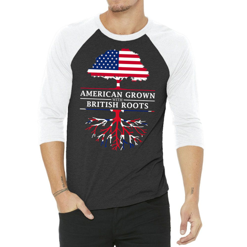 American Grown British Roots   Britain Union Jack T Shirt 3/4 Sleeve Shirt | Artistshot