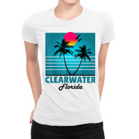 Clearwater Beach Florida Fl Retro Summer Palm Trees Tee T Shirt Ladies Fitted T-shirt | Artistshot