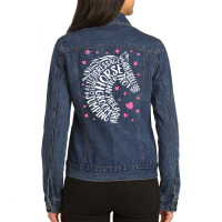 Horse Typography Word Art Girls Horseback Riding Equestrian T Shirt Ladies Denim Jacket | Artistshot