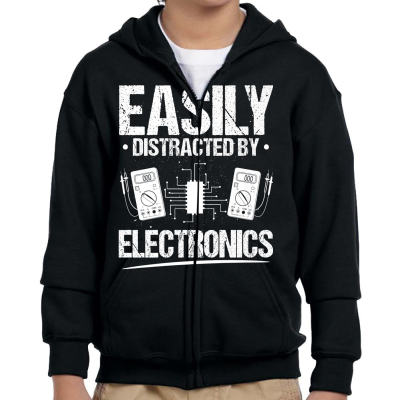 Electrician Easily Distracted By Electronics Electrician Youth Zipper Hoodie by urethrapricey | Artistshot