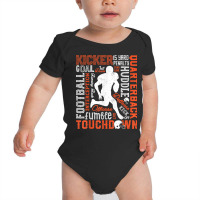 Football Player Typography Word Art Vintage Boys Men Sports T Shirt Baby Bodysuit | Artistshot