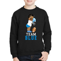 Ethnic Team Blue Football Player Gender Reveal T Shirts Youth Sweatshirt | Artistshot