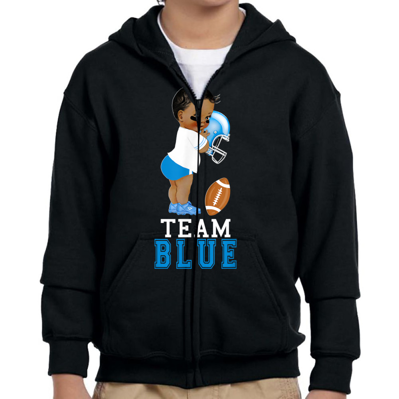 Ethnic Team Blue Football Player Gender Reveal T Shirts Youth Zipper Hoodie by waltervanderwilt1 | Artistshot