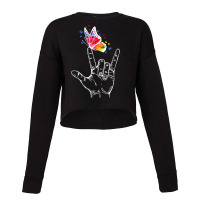 I Love You Hand Sign Language Butterfly Autism Awareness T Shirt Cropped Sweater | Artistshot