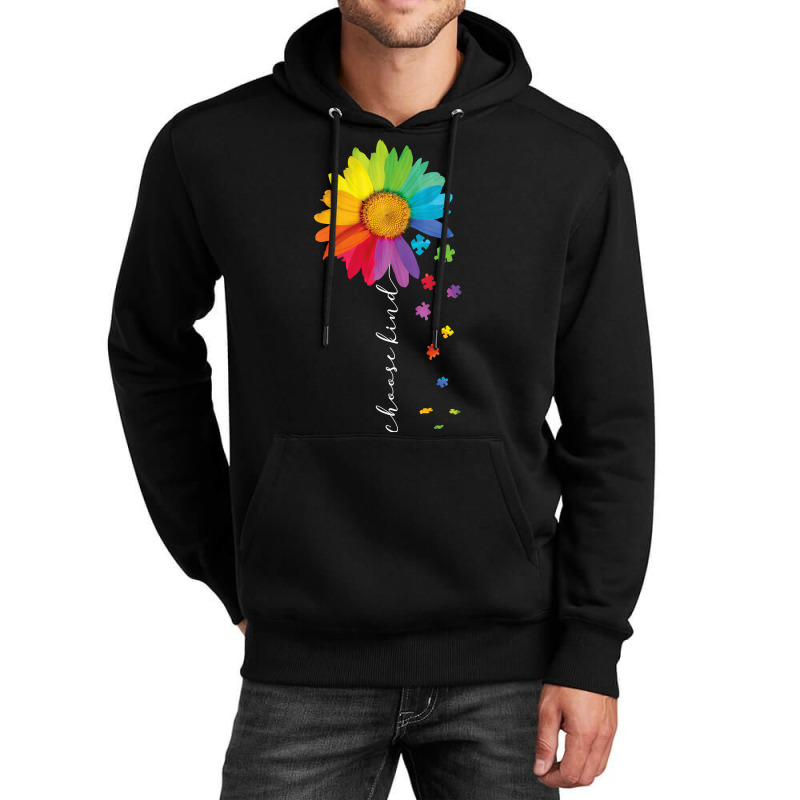 Womens Choose Kind Autism Awareness Rainbow Sunflower Warrior Gifts V Unisex Hoodie | Artistshot