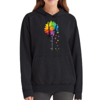 Womens Choose Kind Autism Awareness Rainbow Sunflower Warrior Gifts V Vintage Hoodie | Artistshot