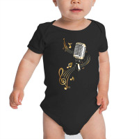 Microphone Shirt With Music Notes And Clef. Musician. . Baby Bodysuit | Artistshot