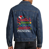 Santa's Favorite Assistant Principal Christmas Light Men Denim Jacket | Artistshot