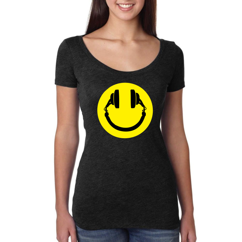 Smiley Headphones Women's Triblend Scoop T-shirt by Chilistore | Artistshot