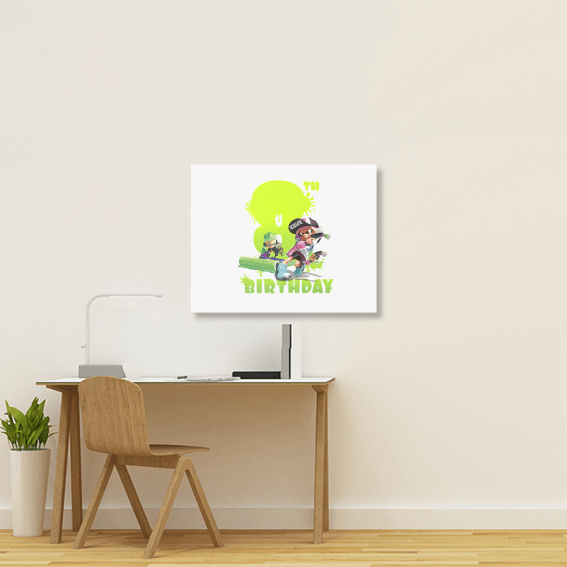 Splatoon Inkling 8th Birthday Green Splatter Portrait Premium T Shirt Landscape Canvas Print | Artistshot