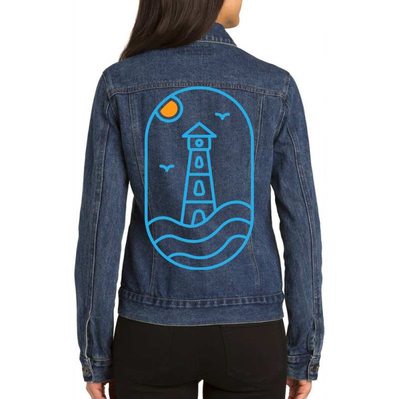 Ocean Waves 2 Ladies Denim Jacket by VEKTORKITA | Artistshot