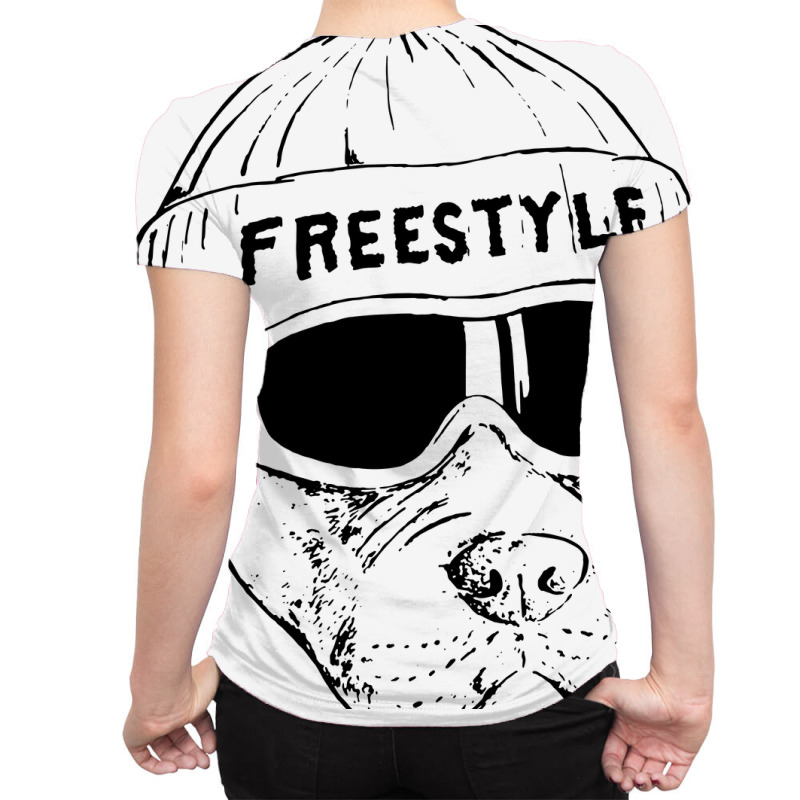 Freestyle Dog Snowboard All Over Women's T-shirt | Artistshot