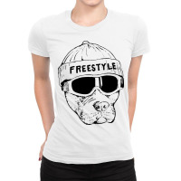 Freestyle Dog Snowboard Ladies Fitted T-shirt | Artistshot