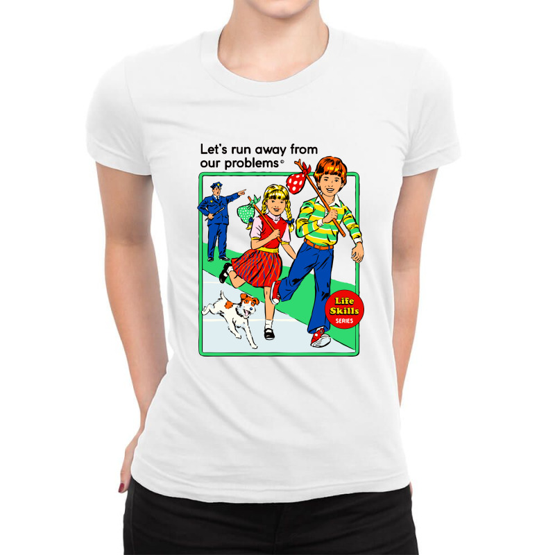 Let's Run Away Ladies Fitted T-Shirt by stevenrhodes | Artistshot