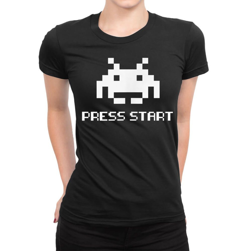 Pixel Art 8 Bits Retro Game Tee. Space Invader Vintage Bug T Shirt Ladies Fitted T-Shirt by franceskagilland | Artistshot