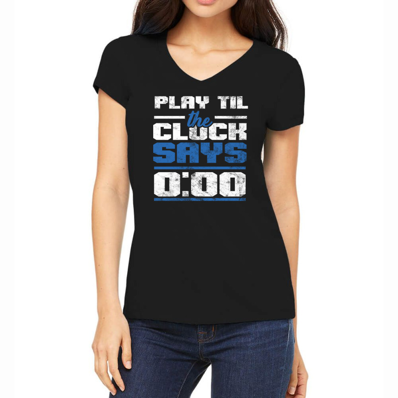 Basket Play Till The Clock Says 0 White Women's V-Neck T-Shirt by eerikabermudez | Artistshot