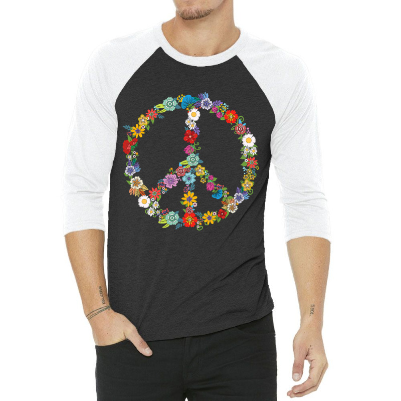 Love And Peace Flower Hippie Lover Beautiful Cute Funny Gift T Shirt 3/4 Sleeve Shirt | Artistshot