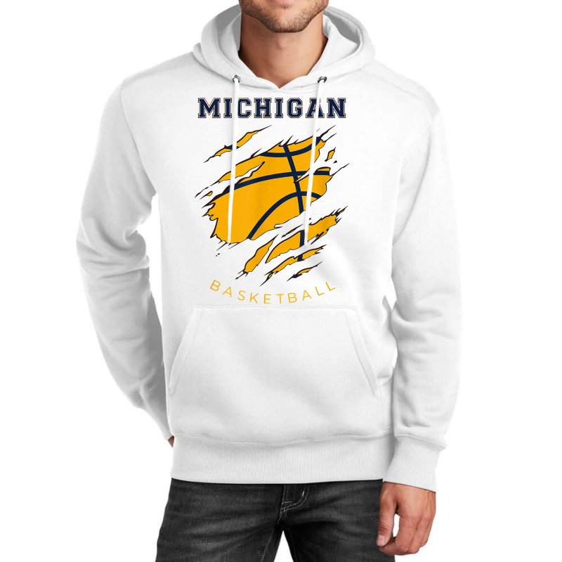 Mi The Wolverine State Distressed Michigan Basketball Hoops T Shirt Unisex Hoodie | Artistshot