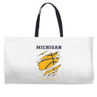 Mi The Wolverine State Distressed Michigan Basketball Hoops T Shirt Weekender Totes | Artistshot