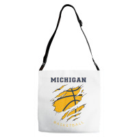 Mi The Wolverine State Distressed Michigan Basketball Hoops T Shirt Adjustable Strap Totes | Artistshot