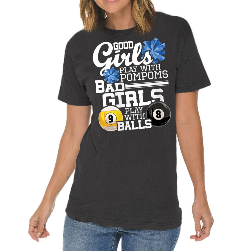 Womens Bad Girls Play With Balls   Funny Pool Billiard Player V Neck T Vintage T-shirt | Artistshot