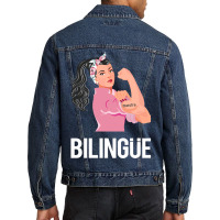 Maestra Bilingue Bilingual Spanish Teacher Long Sleeve T Shirt Men Denim Jacket | Artistshot