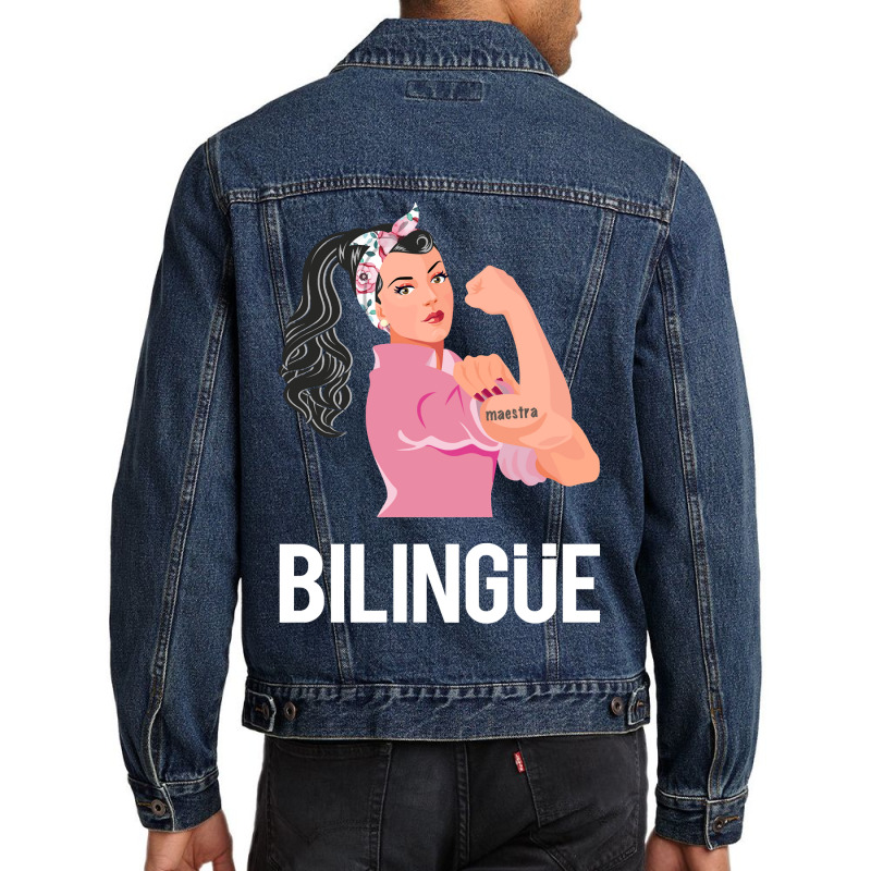 Maestra Bilingue Bilingual Spanish Teacher Long Sleeve T Shirt Men Denim Jacket by HUUY | Artistshot