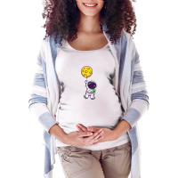 Cute Astronaut Floating With Moon Balloon Maternity Scoop Neck T-shirt | Artistshot