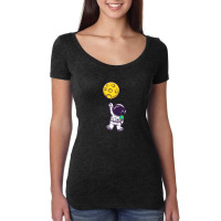 Cute Astronaut Floating With Moon Balloon Women's Triblend Scoop T-shirt | Artistshot