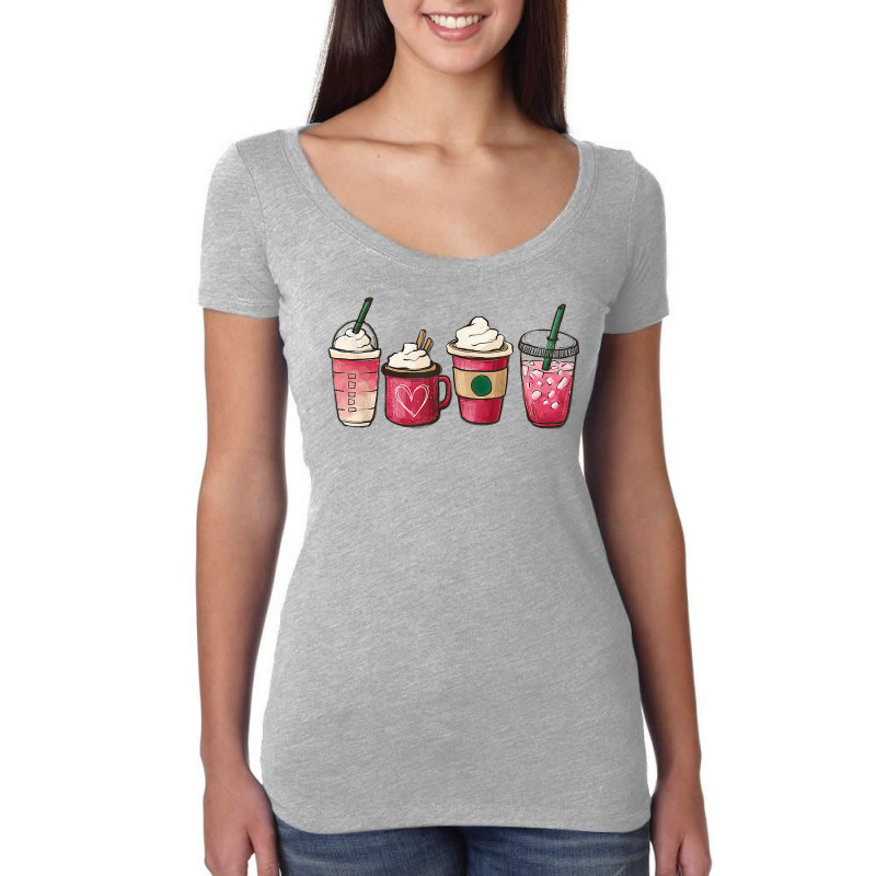 Valentine Coffee Heart Iced Coffee Lover Valentine Day Women T Shirt Women's Triblend Scoop T-shirt by alayziahollars | Artistshot